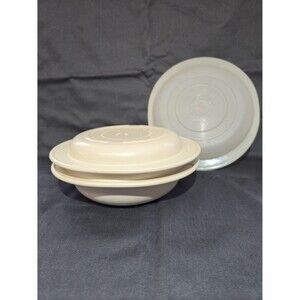 VTG Tupperware Ultra 21 Ovenware Microwave 2-Cup and 1-Cup with Lid Round Bowls